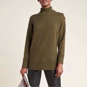 Anthropologie Margarita Olive Green Tunic Sweater
